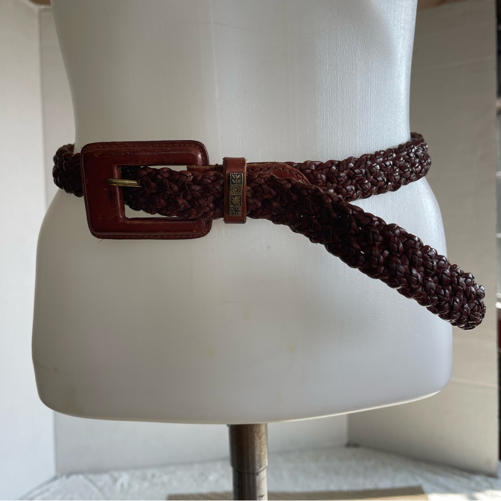 Talbots Elegant Brown Woven Leather Belt Women Size Medium